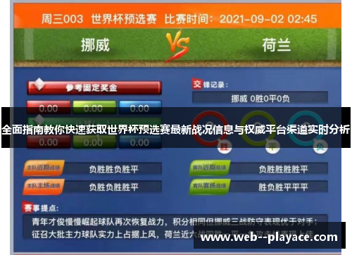 全面指南教你快速获取世界杯预选赛最新战况信息与权威平台渠道实时分析 全面指南教你快速获取世界杯预选赛最新战况信息与权威平台渠道实时分析